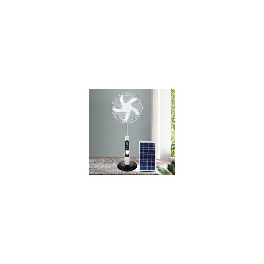 New 5 Blades 16 Inches Rechargeable Floor Stand Fan Solar Powered Electric Fan With Solar Panel